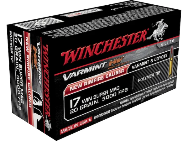 Winchester Varmint High Velocity Ammunition 17 Winchester Super Magnum 20 Grain Hornady V-MAX 500 ROUNDS